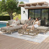 Modular Outdoor Sofa Set w/ Glass Table, Rope-Woven, Garden Patio Furniture Set