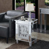 Mirrored Side End Table Coffee Table with Clock for Living Room Bedroom Cabinet