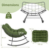 Indoor Outdoor Rocking Chair Egg Papasan Chair w/Padded Cushion-Green