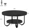 Round Coffee Table, 80cm Industrial Wood Circle Center Table for Living Room