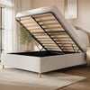 Cream Boucle Double Ottoman Bed with Legs and Scalloped Headboard - Roma RMA005D