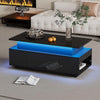 Lift Top LED Coffee Table High Gloss Black Glass Sofa Side Living Room