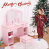 Girls' Vanity Table Chair Set Kids Makeup Dressing Table with Mirror and Drawer