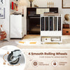 Record Player Stand On Wheels Rolling Turntable Stand with 5 Compartments White