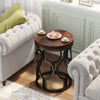 Round End Table, Industrial Side Table with Metal Hollow Frame for Living Room