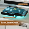 COSTWAY Modern LED Coffee Table High-Gloss Accent Table with 3 Storage Drawers