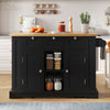 Kitchen Island Storage Trolley Cart with Drop Leaf, Drawers & Spice Racks, Black