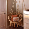 Boho Hanging Hammock Swing Chair Cotton Rope Swing for Indoor Outdoor Patio