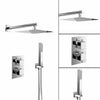 Concealed Thermostatic Shower Mixer Square Black Bathroom Twin Head Valve Set