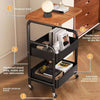 3 Tier Storage Trolley on Wheels Rolling Kitchen Trolleys Metal Utility Cart