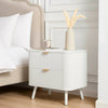 DUSK Hattie 2 Drawer Ridged Modern Bedside Table, Warm White & Gold