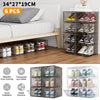 6PCS Stackable Foldable Boxes Trainers Organiser Clear Plastic Shoe Storage Box