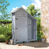 Garden Outdoor Wooden Tool Storage Shed With 3 Shelves, Firewood Rack, Grey