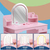 Kids Vanity Set with LED Mirror,Makeup Desk with 1 Drawers &,2 Open Shelves