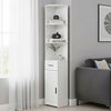 Wood Storage Corner Floor Standing Cabinet with Doors and Shelves Slim Bookshelf