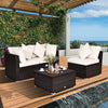 4 PCS Rattan Patio Conversation Set Outdoor Furniture Sofa Set w/ Coffee Table