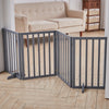 4 Panels Folding Pet Gate Freestanding Wooden Dog Fence Safety Barrier Divider