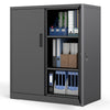 COSTWAY Metal Storage Cabinet Garage Tool Cabinet with 2 Lockable Doors-Black