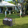 Outdoor Pool Float Storage Box with Wheels, PE Rattan Organizer for Patio & Pool