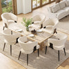 Dining Chairs Set of 6 Armchair for Living Room Metal Legs Kitchen Chairs, Beige