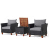 3 PCS Outdoor Wicker Bistro Set Garden Patio Rattan Sofa Set w/Cushion