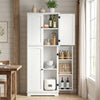 Kitchen Pantry Cupboard Freestanding Tall Storage Cabinet With 6 Door Shelves Om