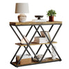 3-Tier Console Table with X-Shaped Metal Frame,Narrow Sofa Table with Shelves