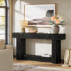 63 Inch Black Long Console Table, 2-Tier Farmhouse Wooden Narrow Entryway Table