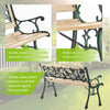 Garden Bench Outdoor Wooden 3 Seater Rose Lattice Cast Iron Legs Patio Park Seat