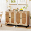 126cm Rattan Coffee Bar Cabinet with Adjustable Shelves-Natural