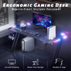Gaming Desk with LED Light, Ergonomic Computer Desk with Headphone Hook, Black
