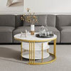 Set of 2 Nesting Coffee Tables Round Stacking Sofa Side Tables for Living Room