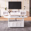 Coffee Table Cloud-Shaped Tea Table with Drawer and Open Storage Compartments