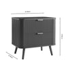 DUSK Hattie 2 Drawer Ridged Modern Bedside Table, Warm White & Gold