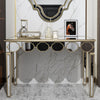 Silver Mirrored Entryway Console Table Sofa Side Table with Gold Rim for Hallway