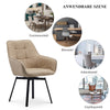 2x Beige Swivel Dining Chairs Faux Leather Padded Seat Dining Room Chair Modern