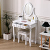 White Dressing Table Set with 5 Drawers Mirror and Stool Makeup Vanity Table