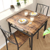 Brown 3 Pcs Dining Table Set for 2 with Cushioned Chair,Square Kitchen Table Set