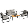 Garden Furniture Set, 4 Piece Patio Furniture with Slatted Table