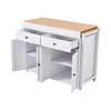 Extendable Kitchen Island on Wheels Rolling Storage Trolley w/ 2 Drawers 4 Doors
