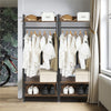 Rustic Wooden Clothes Garment Rail Open Hanging Display Shelf Shoe Rack Entryway