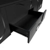Minimalist Black TV Cabinet 180cm with Doors, Storage Drawers & Solid Wood Legs
