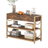 Console Table w/ 2 Drawers 3-Tier Shelves Entryway Hallway Sofa Table Metal Fram