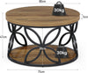 Round Coffee Table 2-Tier Industrial Center Table with Storage for Living Room