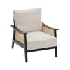 Wooden Frame Armchair Upholstered Fabric Single Sofa Mid-Century Rattan Chair UK