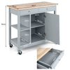 Kitchen Island Cart Rolling Kitchen Island w/4 Open Shelves Grey Mobile