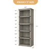 5 Tier Farmhouse Bookcase,Wooden Open Bookshelf Display Storage,Gray/Brown/White