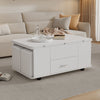 White Coffee Table w/ Wheels & Lift Top, Converts to Dining Table, 4 Storage Sto