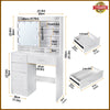 White Dressing Table Vanity Makeup Desk with LED Mirror 5 Drawers & Open Shelves
