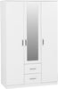 White 3 Door Mirrored Wardrobe with 2 Drawers Hanging Rail Shelf Storage